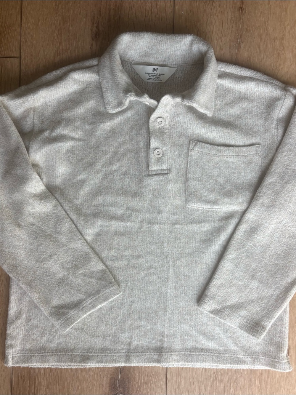 H&M Kids Cozy Brushed Knit Gray Polo Pullover 8/10